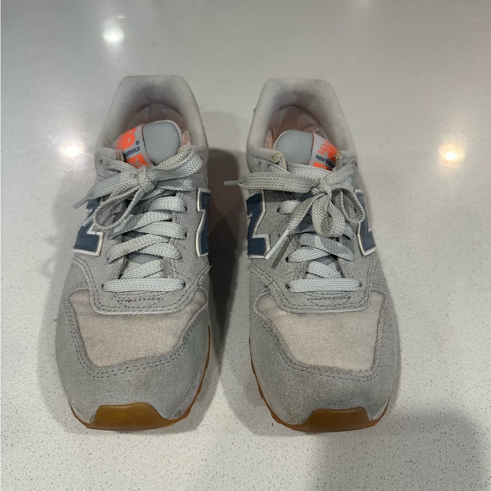 New Balance Gray and Coral Sneakers 696
